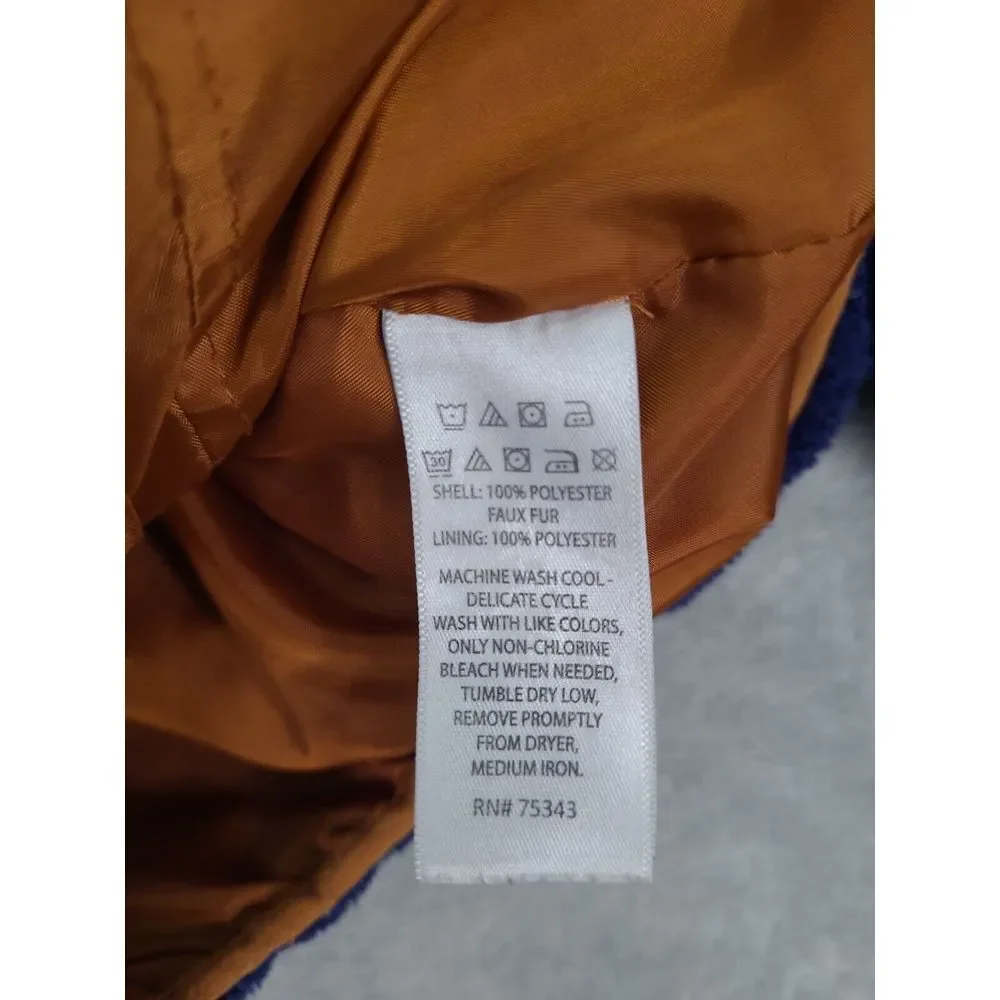 Tommy Bahama 2022 Kids Fleece‎ Faux Fur Jacket Boys Size 5-6 Blue